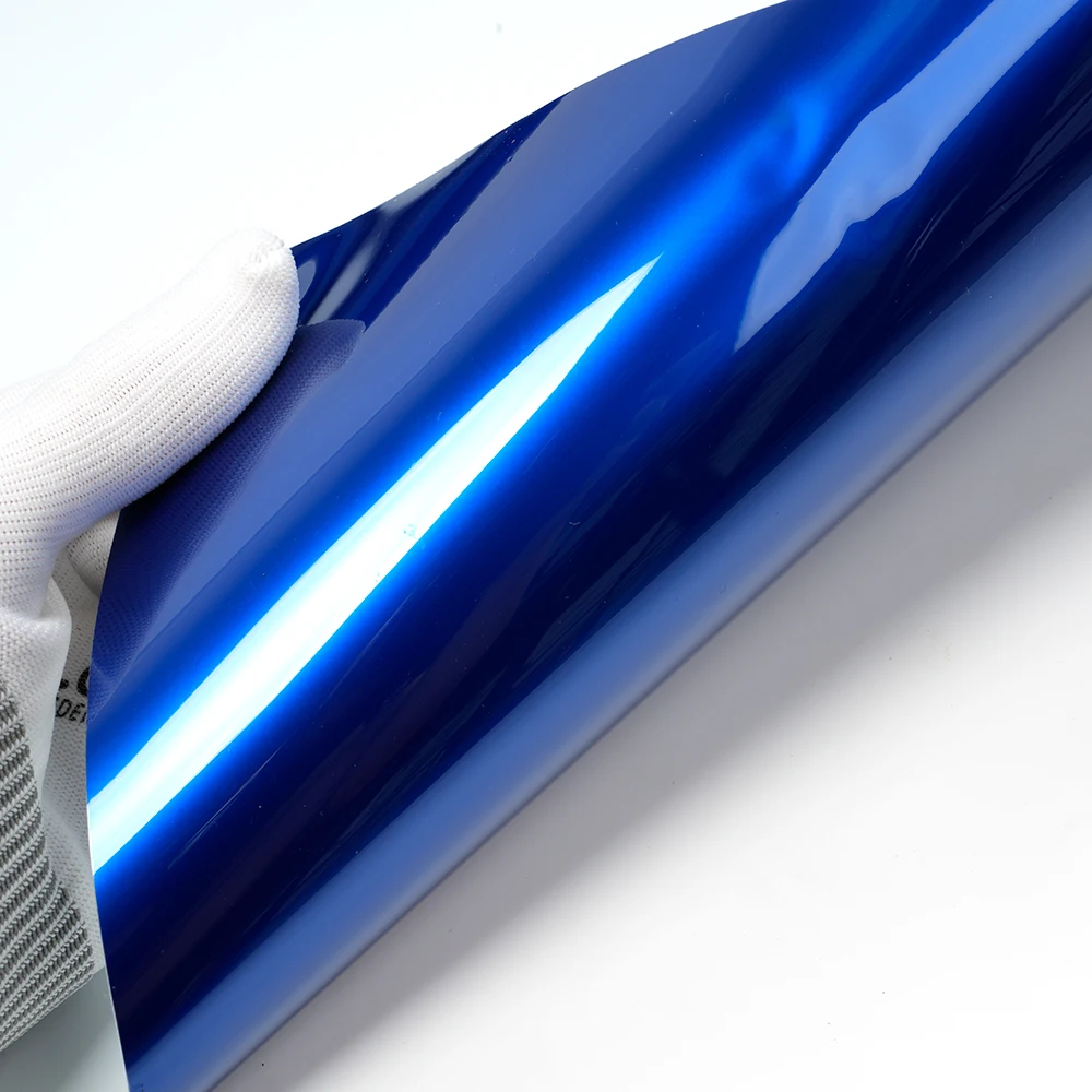 Hot Sale 1.52X17m PET Liner Super Gloss Liquid Metallic Klein Blue Car Body Wrapping Film Metal Liquid Dark Blue Car Vinyl Wraps