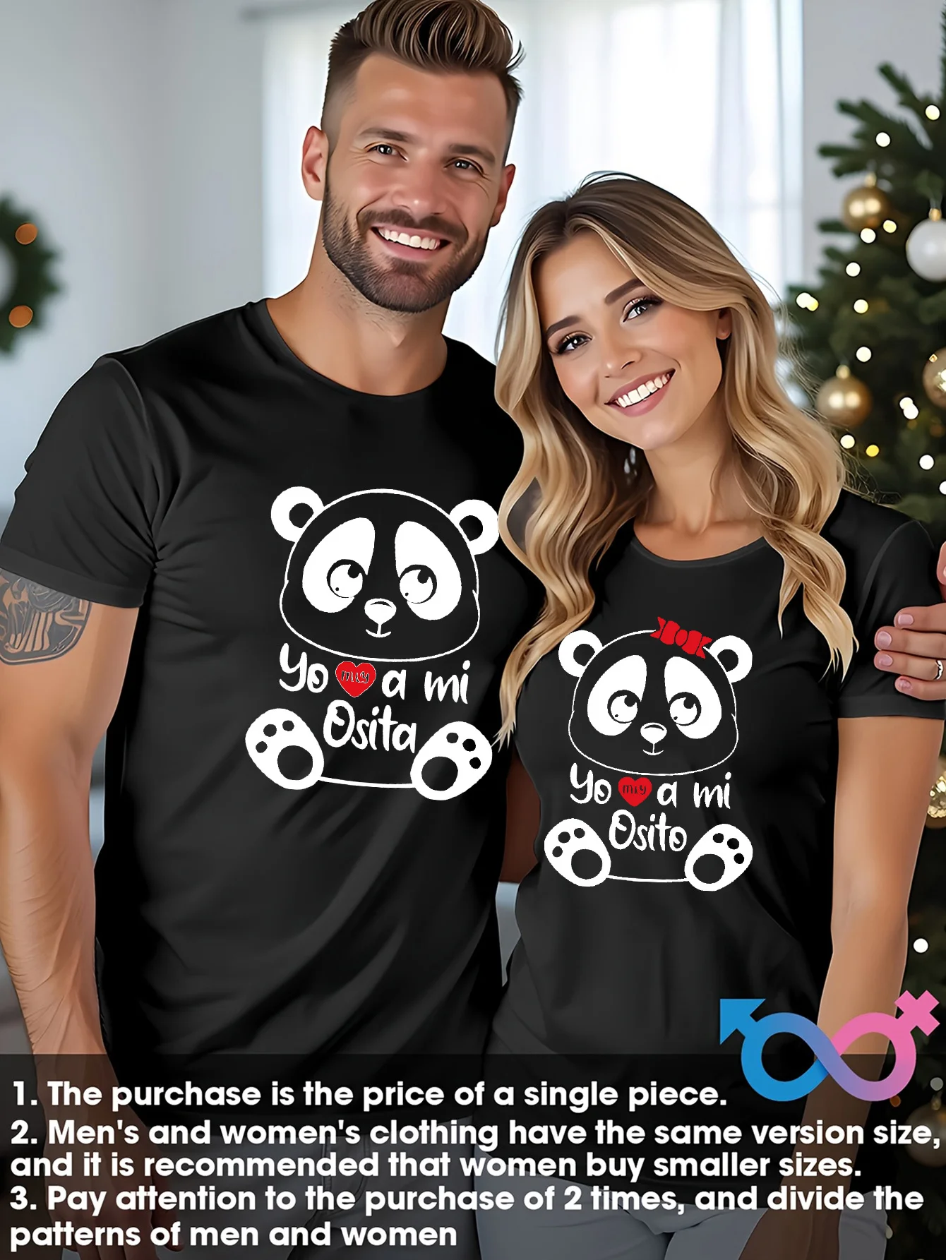 1pcs， Love, ECG pattern printed couple round neck short sleeved T-shirt, Valentine's Day gift, couple top