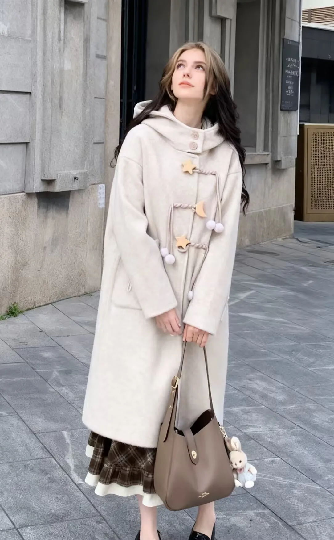 

Шерстяные пальто, женское шерстяное пальто, коричневое женское осеннее пальто с двусторонней застежкой «елочка», укороченное расклешенное пальто с рукавами «летучая мышь» Highstreet