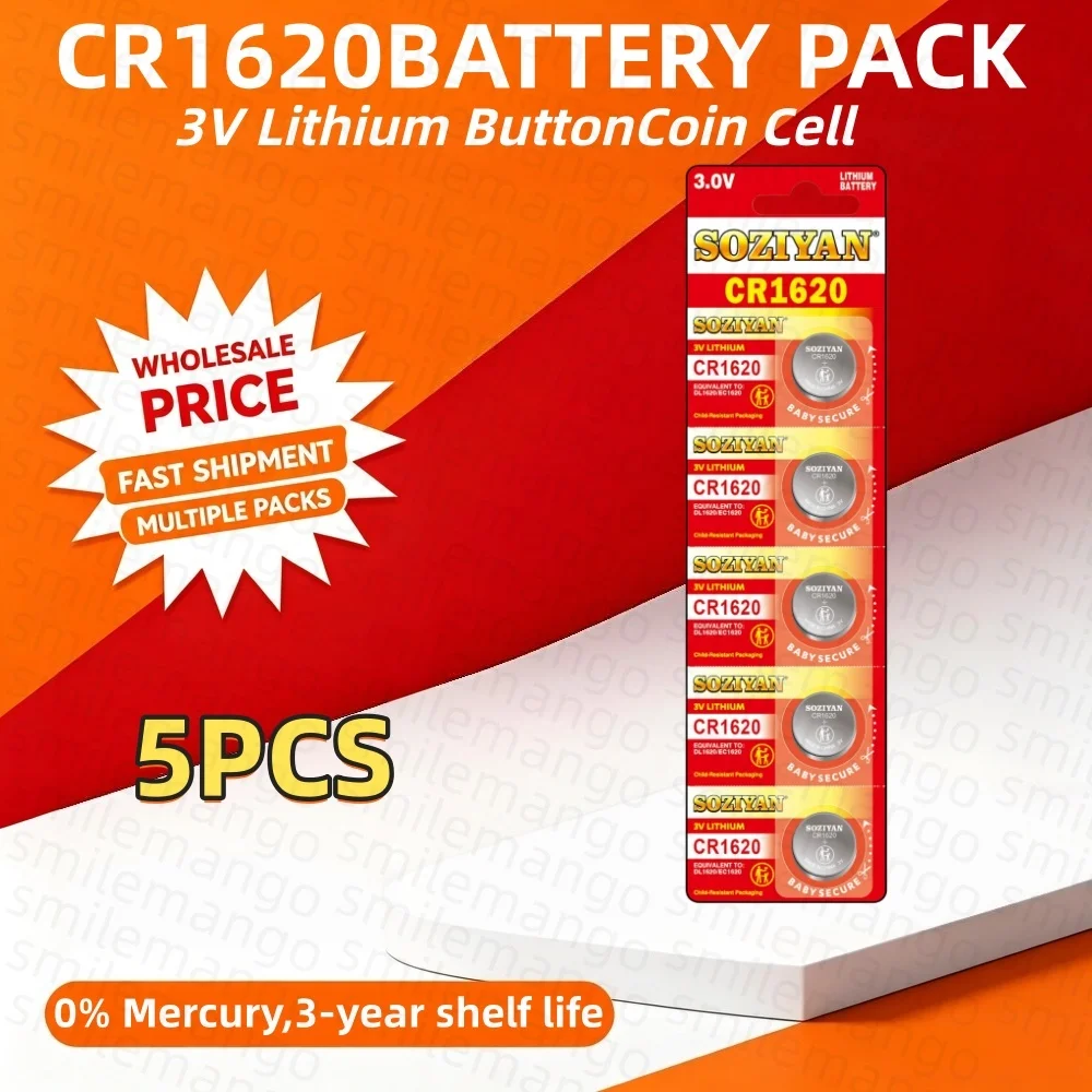 Lithium knoopcelbatterij CR 1620 DL1620 BR1620 ECR1620 voor auto-afstandsbediening, horloge, weegschaal, speelgoed