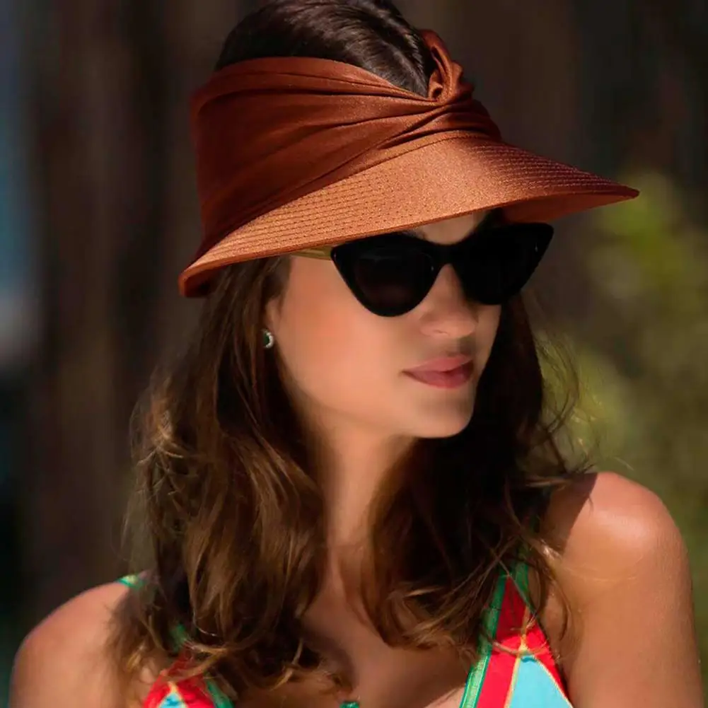 Sun Hat for Women Anti UV Wide Brim Visor Hat Pleats Sun Ladies Foldable Beach Vacation Summer Sun Hats