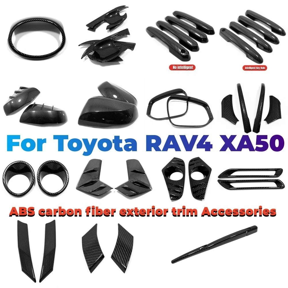 

For Toyota RAV4 RAV 4 XA50 2019-2023 ABS Carbon Color Frame Trim Car Styling Exterior Decoration Protection Sticker Accessories