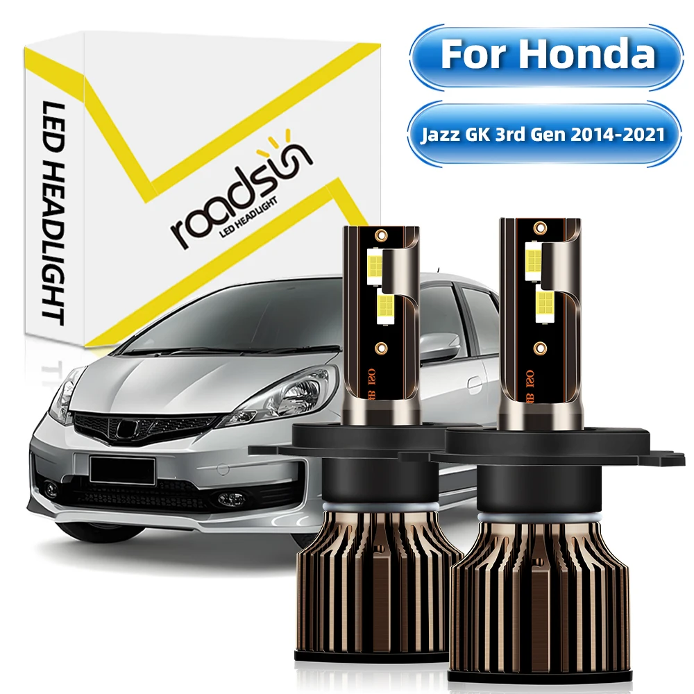 【For Honda Jazz GK 3rd Gen 2014-2021】LED Headlight Bulbs H4 Hi-Lo Beam 6000K White Light 25000LM 400% Super Bright Plug And Play