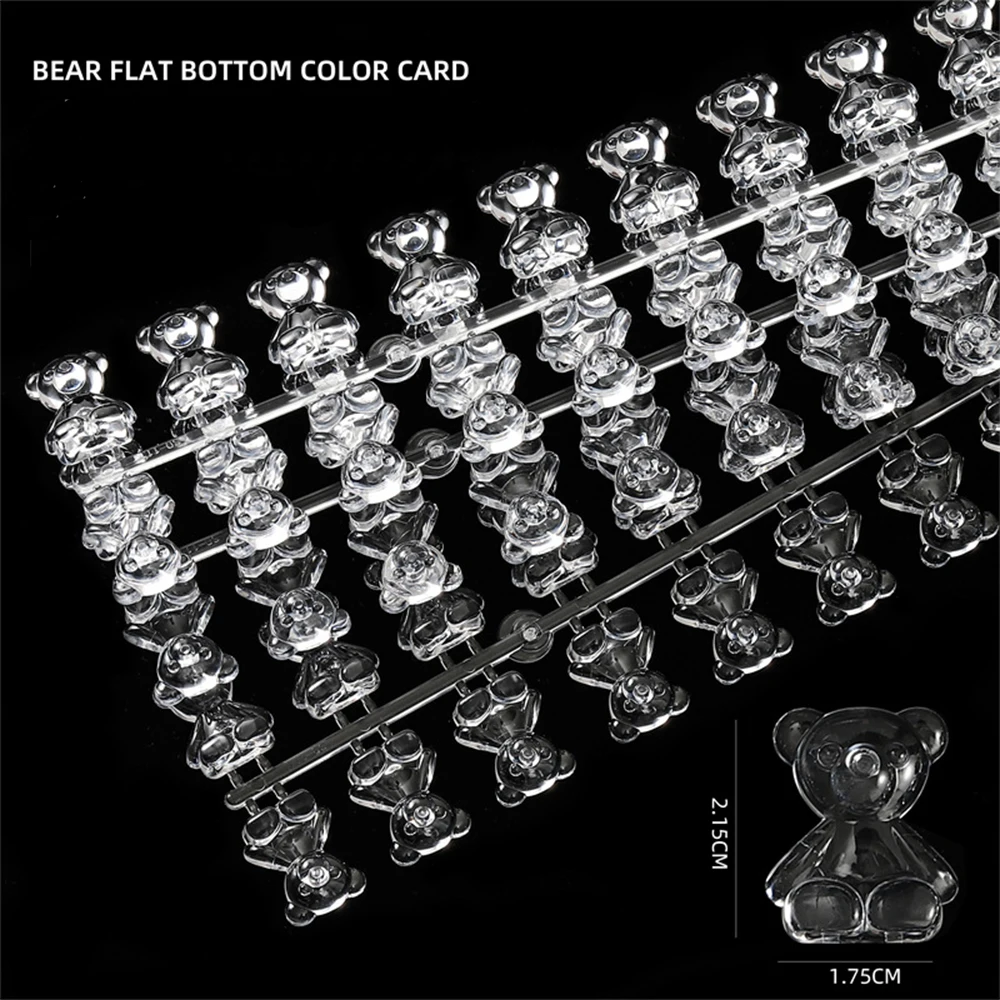 24pcs Cute Transparent Bear Display Shelf Nail Polish Acrylic UV Gel Showing Glue Color Card Flat Bottom Nail Tips Display Board