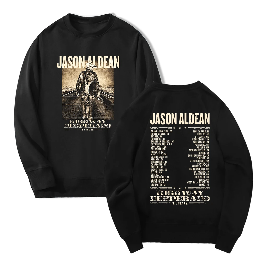 

Jason Aldean Highway Desperado Tour Sweatshirt Fashion Crewneck Long Sleeve Streetwear 2023 World Tour Women Men's Clothes