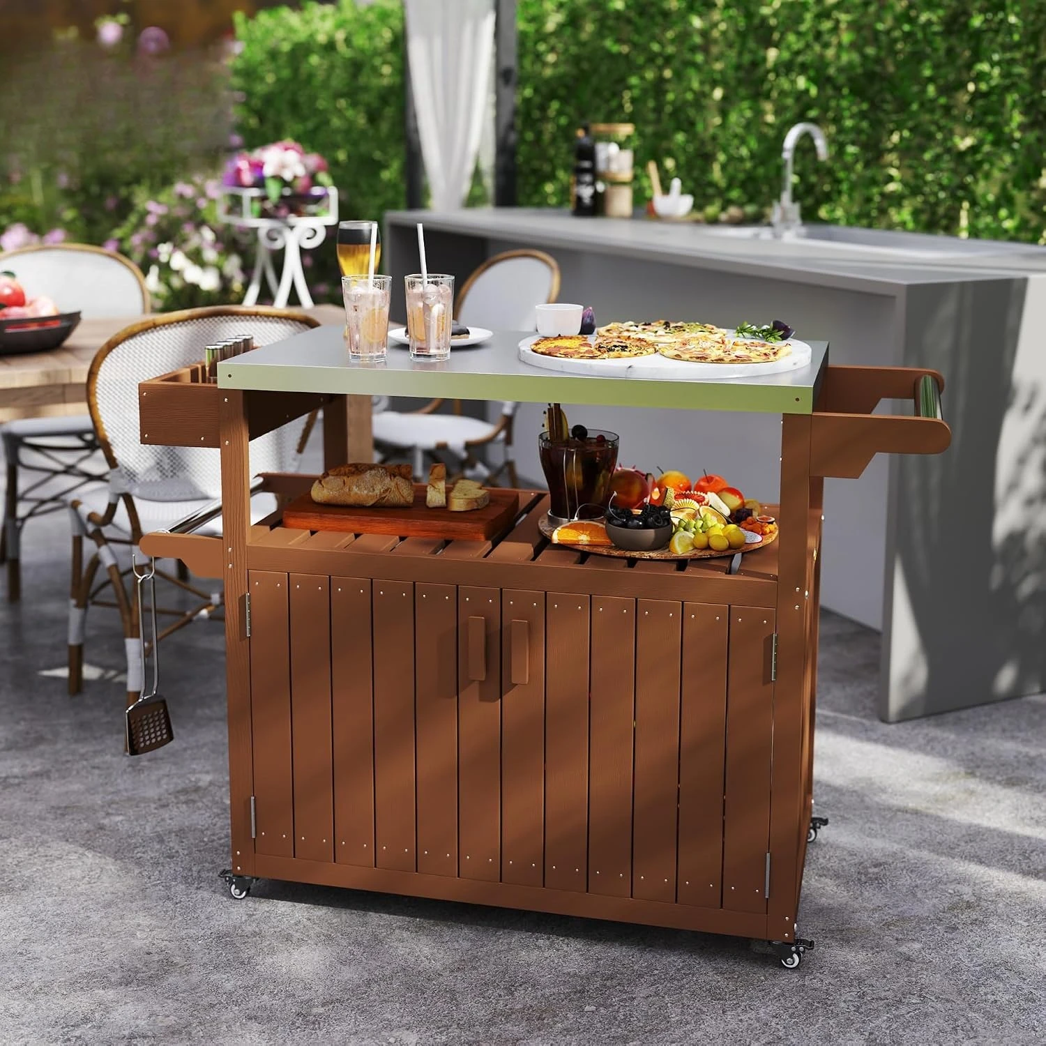 Wózek barowy na zewnątrz z sza – Food Storage On Wheels recenzja i cena