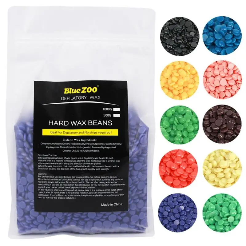 BLUE ZOO 1000g Depilatory Wax Bean Pellet Hot Film Hard Wax Bean For Body Bikini Face Hair Removal No Strip Waxing