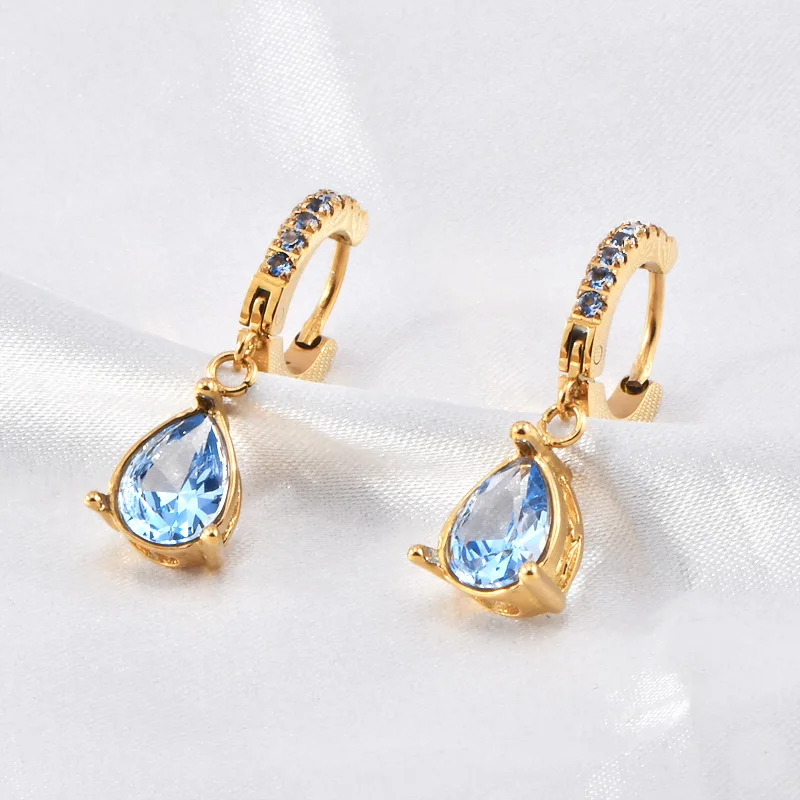 A French Drop Earrings, European and American Zircon-Encrusted Trendy Light Luxury Earrings for Women, Jewelry