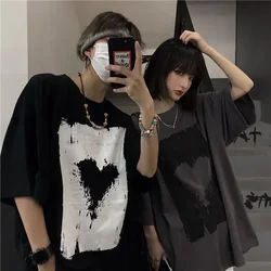 Men's Oversized T-shirt Short-sleeved Y2k streetwear Tshirts 2023 Summer Casual Loose Cotton Print Love Vintage Tee Men Gym Tops