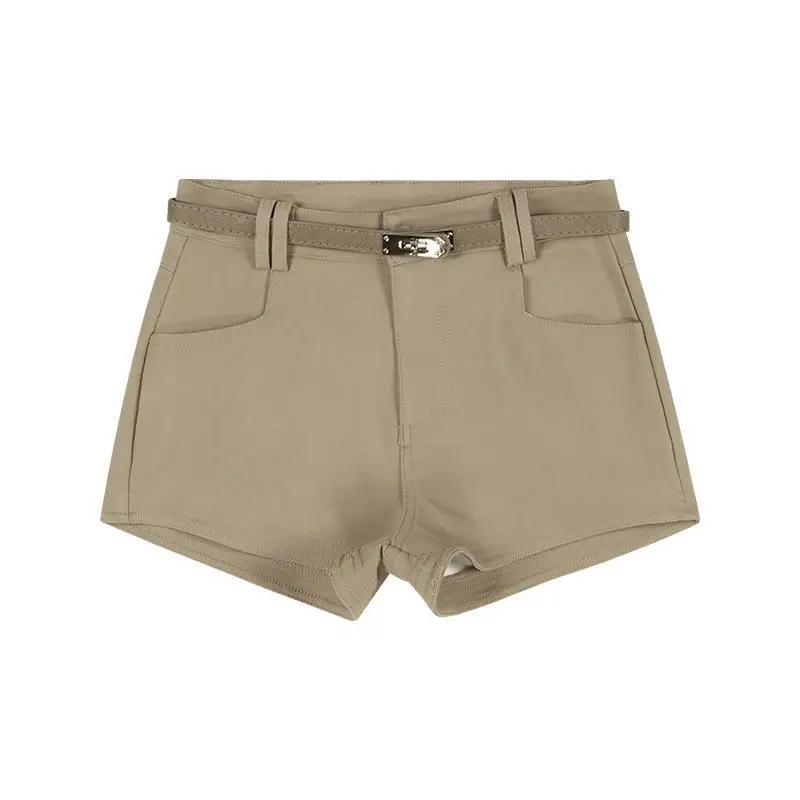 American retro casual shorts for women spring autumn high waisted elastic slim fit shorts spicy girl hip hugging hot short pants