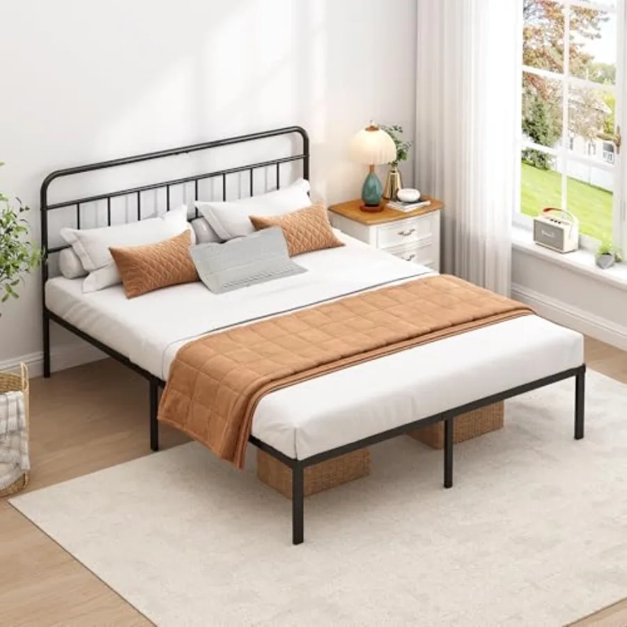 

Каркас кровати с классическим изголовьем, прочные металлические ламели, место для хранения под кроватью, не требует пружинного блока, легко собирается, черный цвет.
