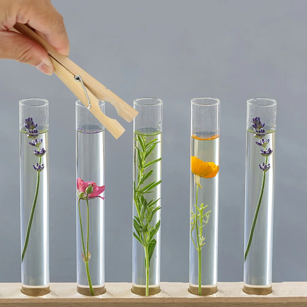 

20pcs Bamboo Test Tube Clamp Long Handle Wear Resistant Laboratory Experiment Equipment School Hospital Drying Clip