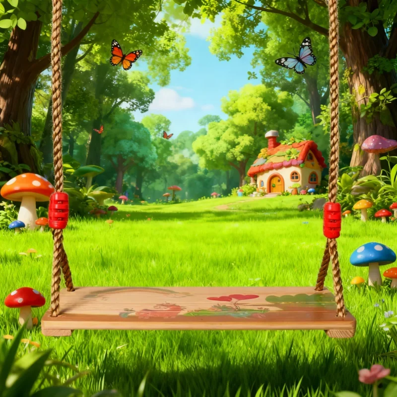 أرجوحة خشبية مطلية عالية الجودة للأطفال، تصميم حبل آمن، ألعاب حسية، ألعاب عائلية للأطفال، لعب تنموي ممتع في الفناء الخلفي