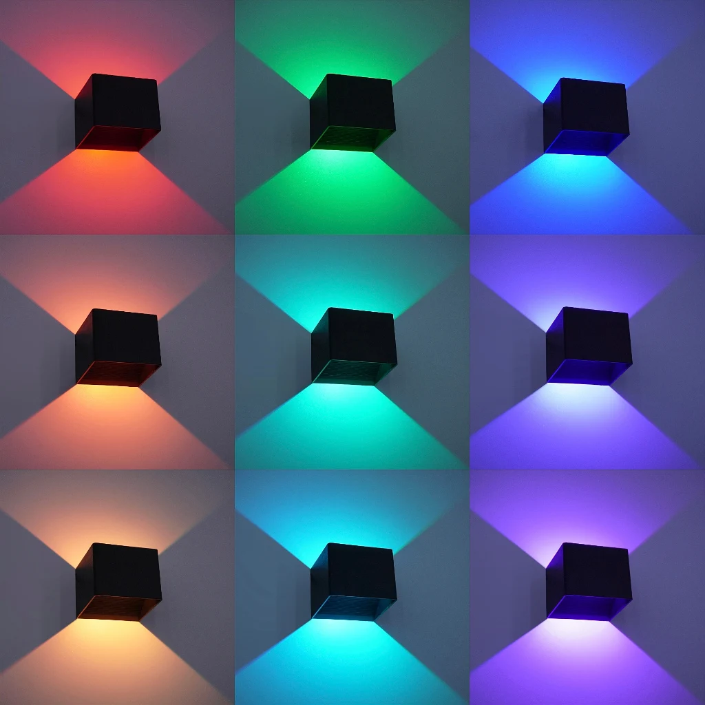 Aluminum RGB Wall Sconces 3W Remote Control Color Changing Hard Wired Wall Light Suitable for Living Room Atmosphere Wall Lamps