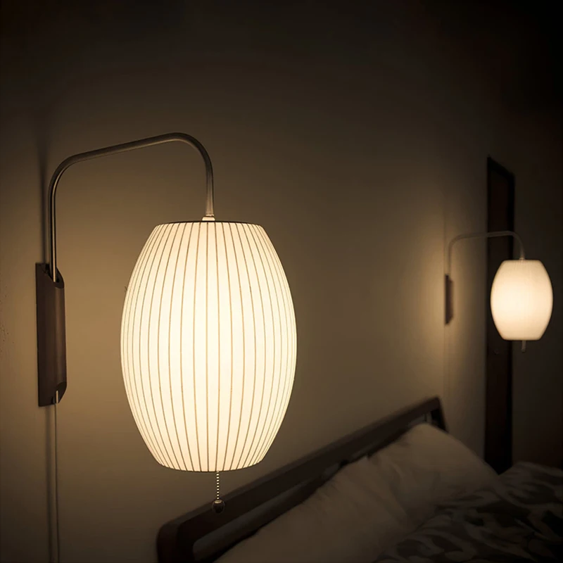 Modern Italian Silk Wall Lamp Flying Saucer Design Minimalist LED E27 Decorative Wall Sconce Bedroom Bedside Living Study Room