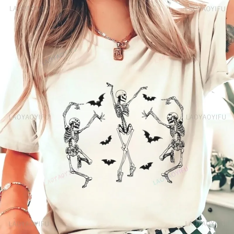 winter clothes® Dancing Skeleton 90s Vintage Style Tshirt Retro Shirt Skull Funny Tees All Saints' Day Gift Streetwear