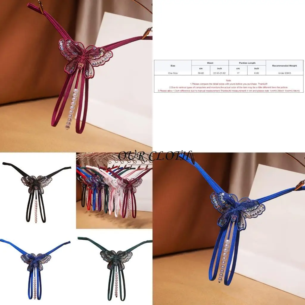 Pendant Pearls G String Micros Underpant Lace Panties Low Waist Thongs Panties Y1AC