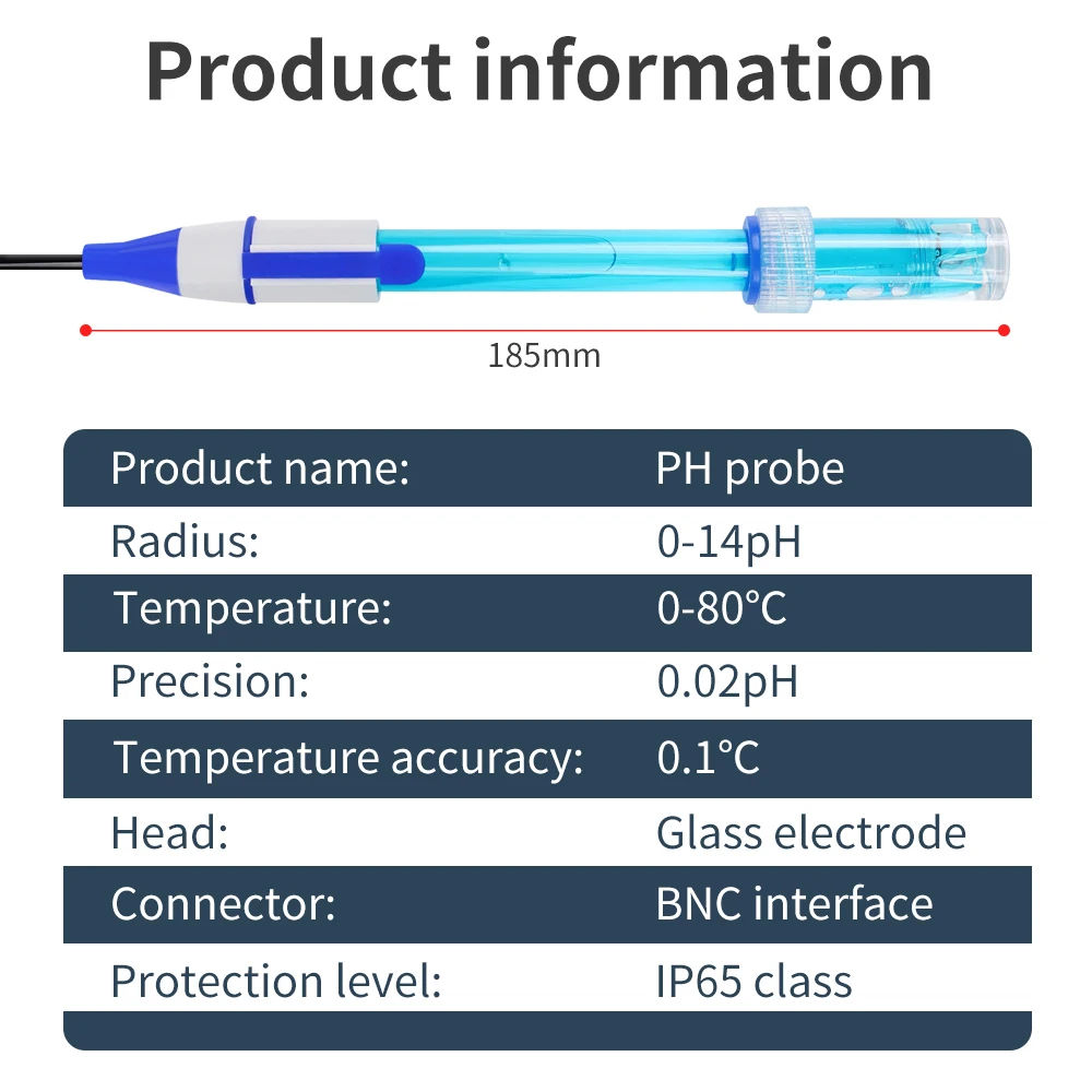 PH Electrode Sensor Probe Factory Industry Experiment Laboratory Pool Water Analyzer PH Meter Tester PH Probe BNC Connector