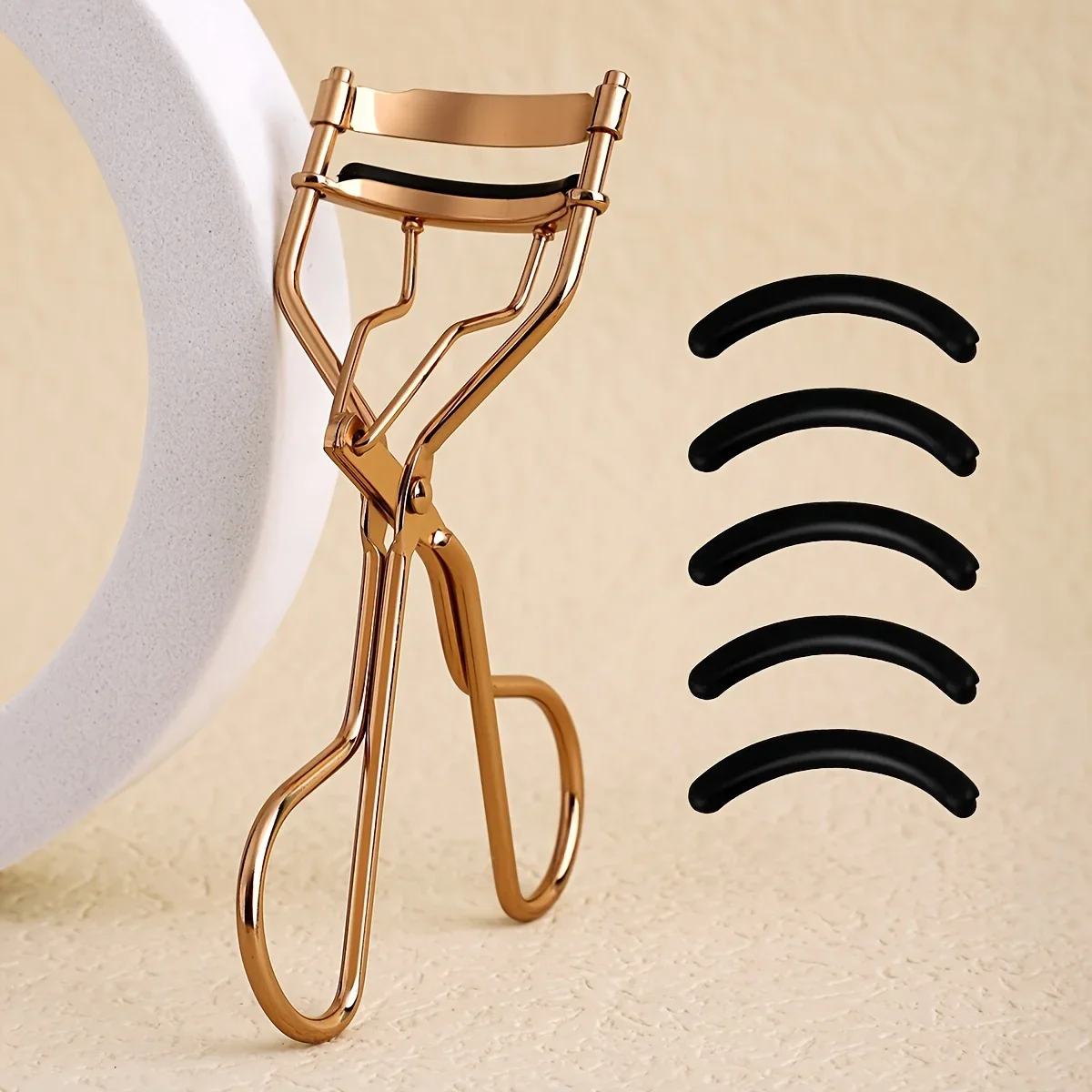 휴대용 속눈썹 컬러 1개, 실리콘 패드 5개 포함, 스테인리스 스틸 속눈썹 컬러, 영구적으로 큰 눈을 만들어줍니다.