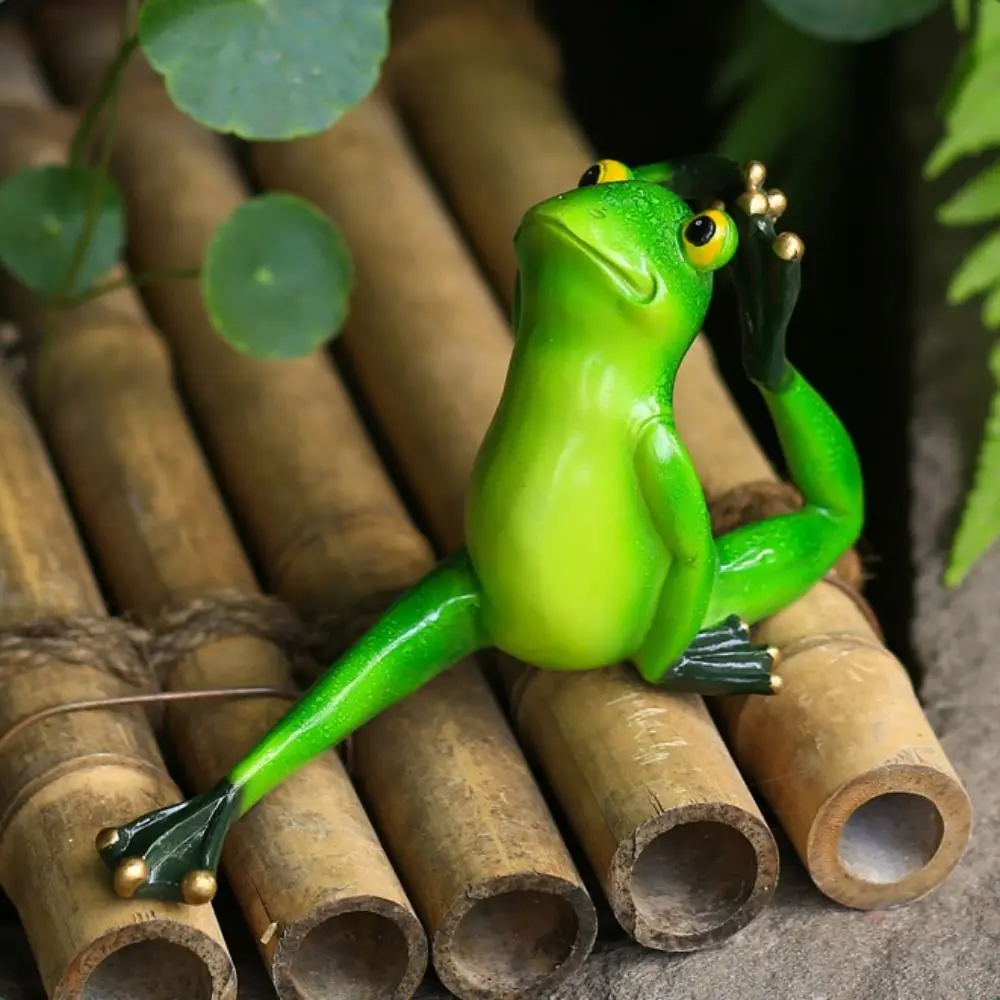 Crafts Resin Yoga Frog Statue Cute Creative Animal Sculpture Waterproof Handicraft Miniatures Figurine Lawn