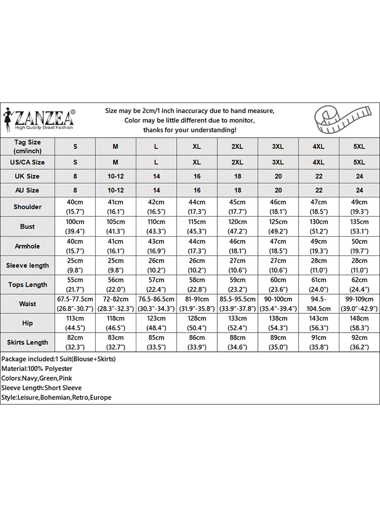 Zanzea casual 2 peças conjuntos de saia para mulher 2025 verão cor sólida manga curta camisas e saias midi linha a 2 peças ternos