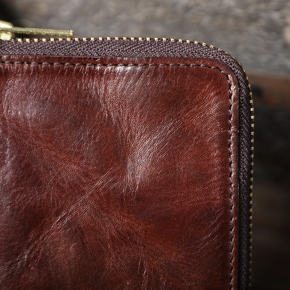 S.WORKER Klassische Geldbörse aus Vollnarbenleder, Vintage Echtleder-Portemonnaie, Große Kapazität Kartenhalter – Detail 8