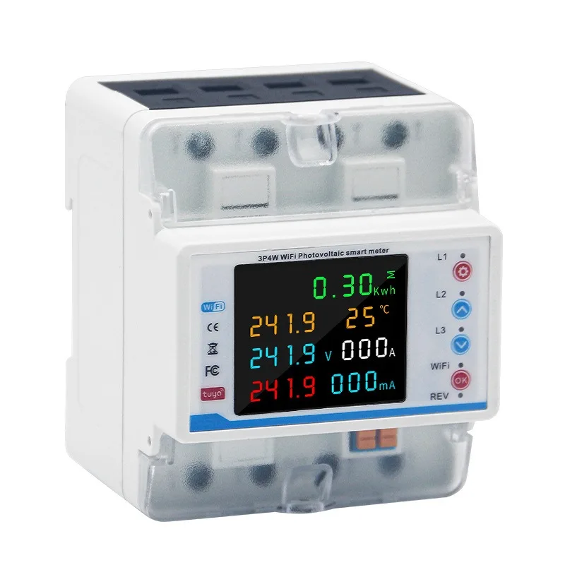 3‑Phase 4P WiFi Smart Circuit Breaker Color Screen Bidirectional Metering Earth Leakage Protection