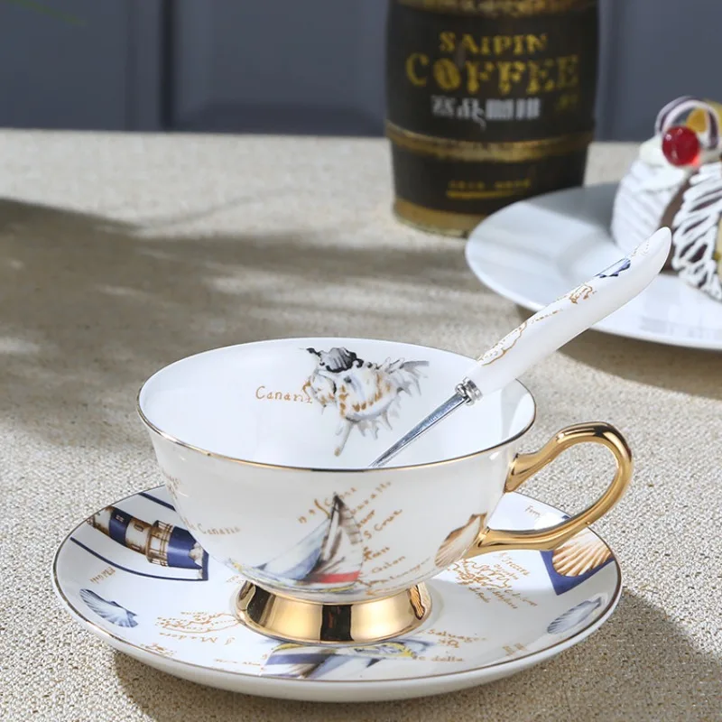 الفاخرة العظام الصين فنجان القهوة مجموعة السيراميك كوب شاي بالأعشاب المزهرة الإنجليزية الحد الأدنى الصحن شاي بعد الظهر الراقية هدية #3