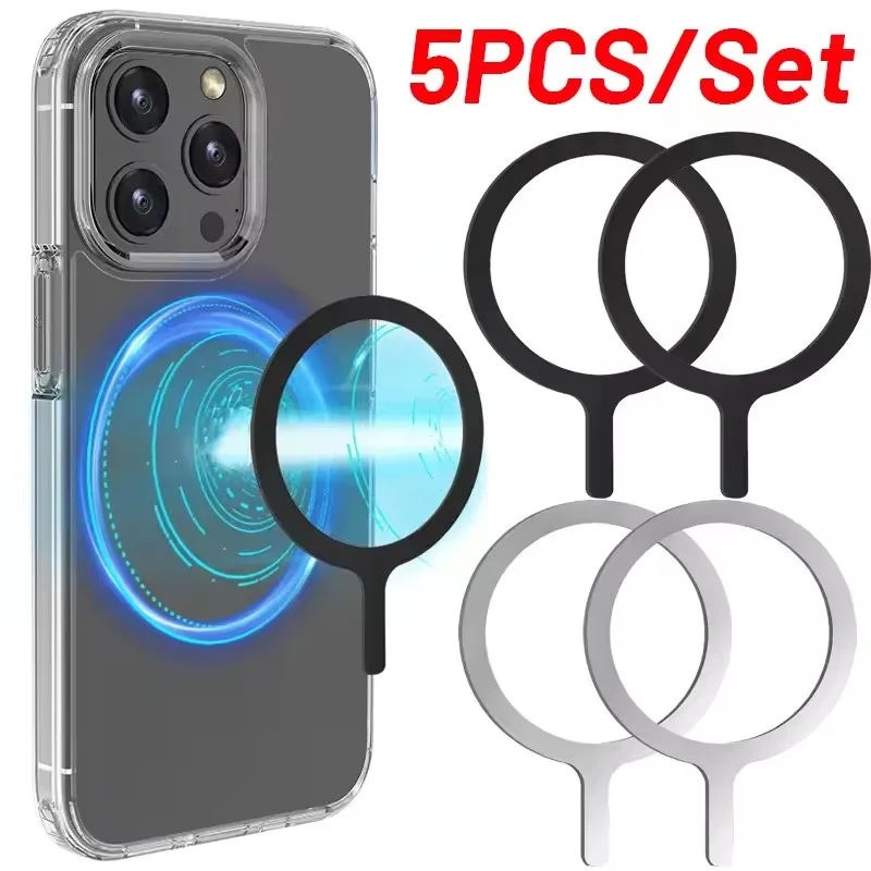 

5-1 шт. кольцо-наклейка для беспроводной зарядки Magsafe для iPhone 15 16 12 Pro Max, магнитное беспроводное зарядное устройство для мобильного телефона, металлическая пластина