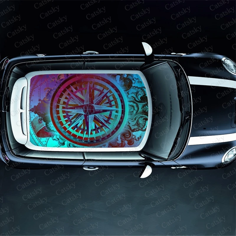 compass Car sticker decal roof sunroof decorative sticker vinyl film modified self-adhesive car sticker decal