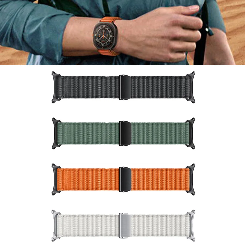 Magnetic Buckle For Samsung Watch7 For Ultra 47mm Watch Band Width Ripple Elastic Nylon Off-road Sports Strap Bracelet