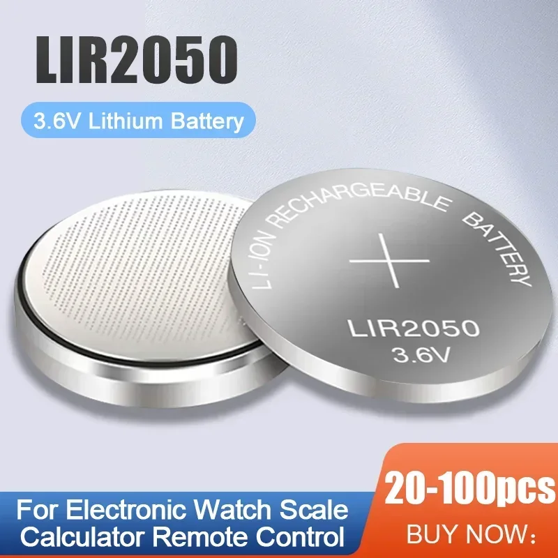 1-10PCS LIR2050 LIR 2050 3.6V 80mAh Lithium Rechargeable Battery For Remote Control Watch Calculator Toy CR2450 Button Coin Cell