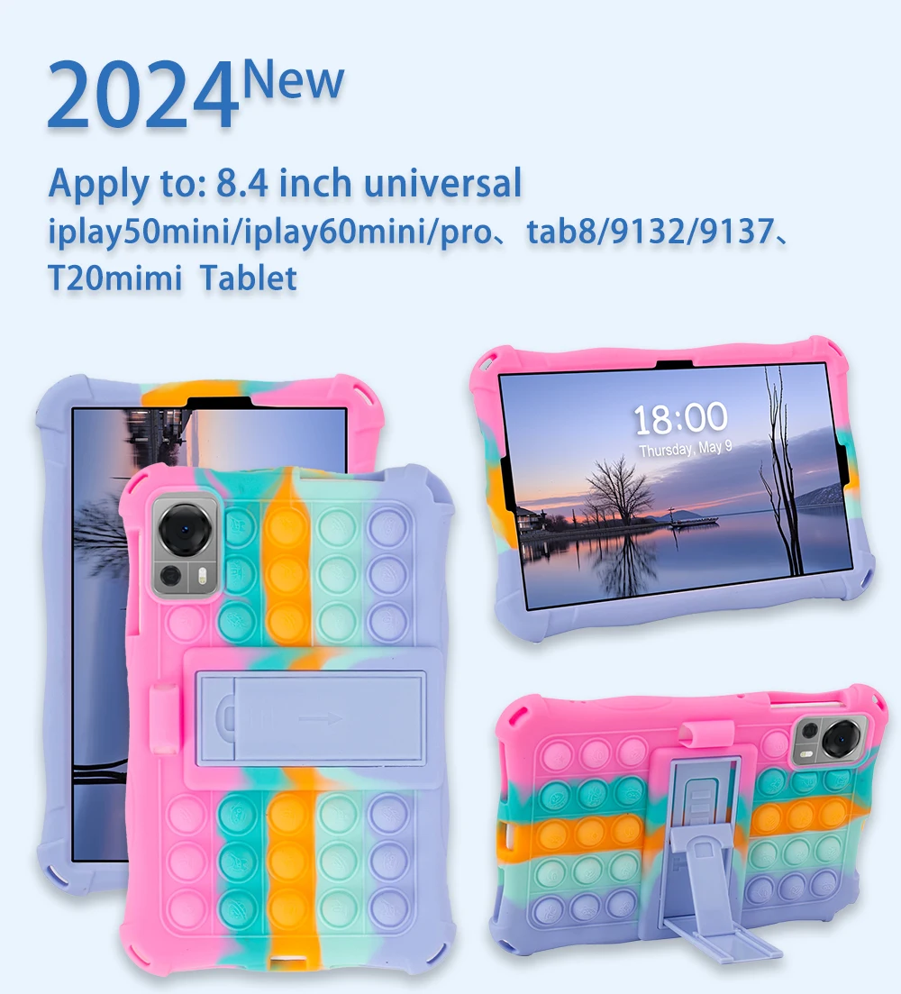 Multi-Angles Adjustable Stand Case For Alldocube IPlay 50 60 70 Mini Turbo / Pro 8.4' Tablet Case Soft Silicone Shockproof Cover