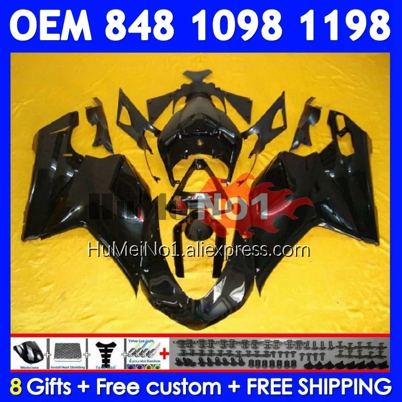 Injection For DUCATI 848 1098 1198 S R 07 08 09 10 11 12 300No.29 848S 1198S Glossy black 2007 2008 2009 2010 2011 2012 Fairing