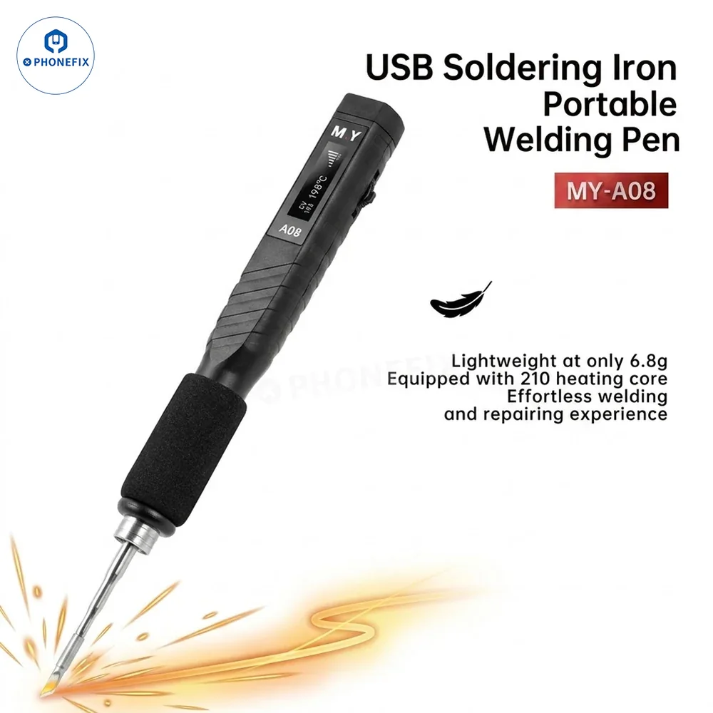 

YCS M.Y A08 Portable Digital Soldering Iron 5-20V Adjustable Temperature USB Electric Welding Pen for Phone Repair Manual Tools