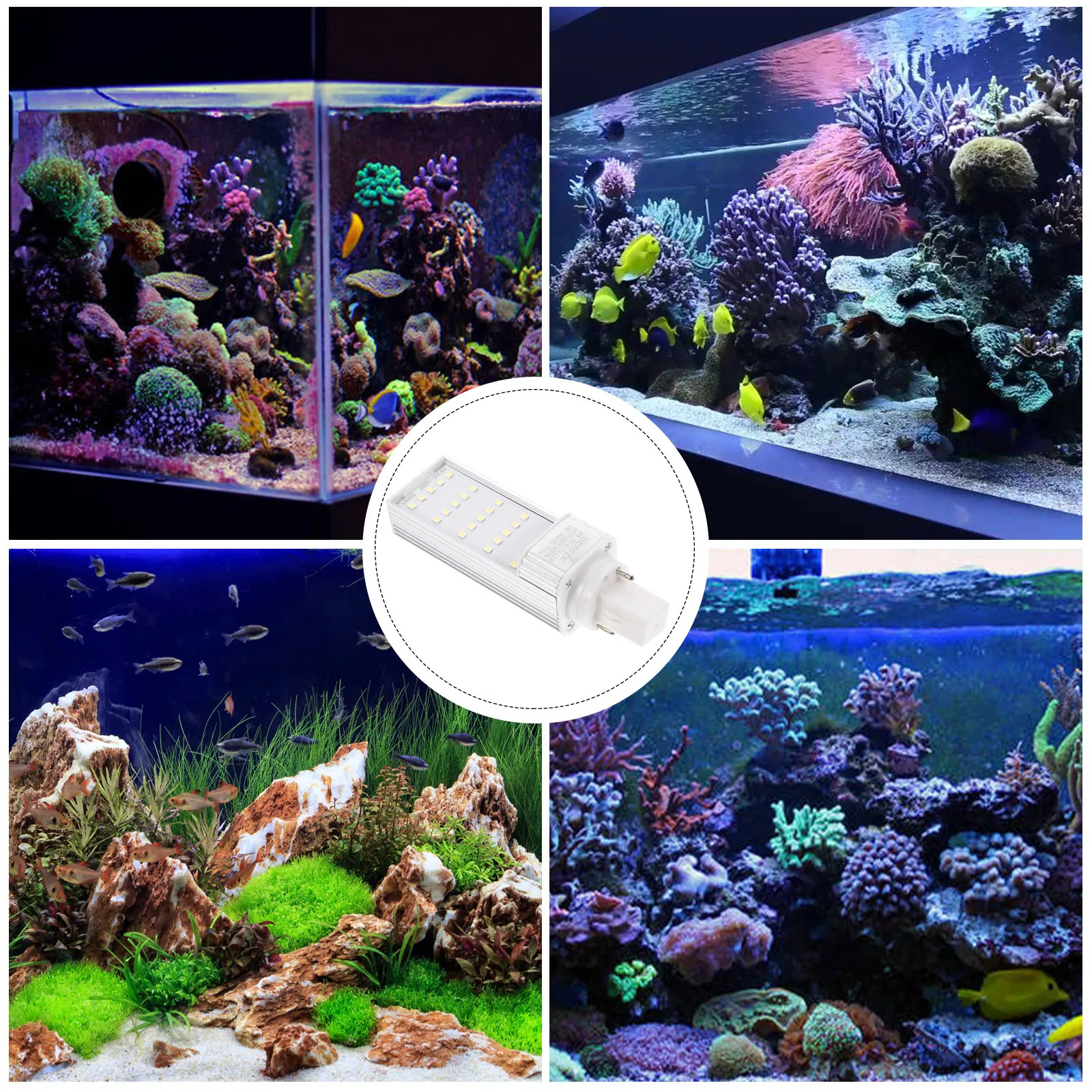 5W LED Aquarium Light Bright White Fish Tank Corn Bulb for Coral Growth and Aquatic Pet Supplies