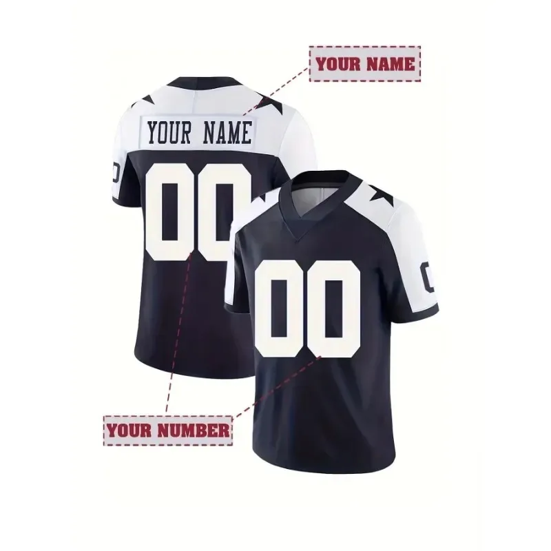 Custom Name And Number Men's Embroidered American Football Jersey Personalized Short Sleeved Graphic Dallas T-Shirt Men Clothing