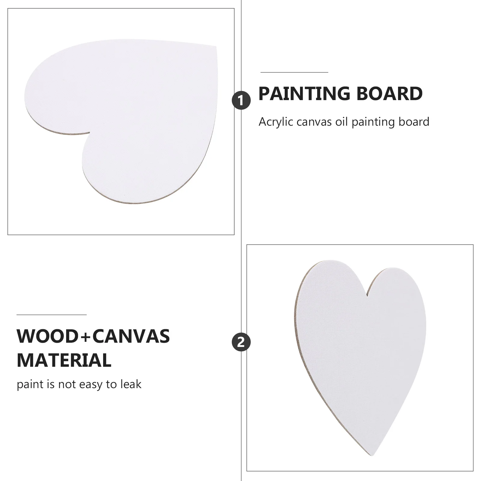 Placas de pintura em tela em formato de coração, 8 peças, moldura de madeira premium, bordas redondas, bloco de desenho em branco para estudantes de arte, iniciantes, óleo acrílico