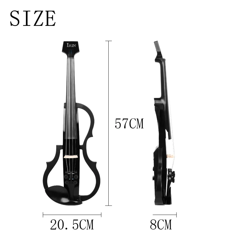 IRIN Violin Intelligent 4/4 Silent Electric Violin Set Carbon Fiber Body ABS Binding with Earphones Cable Shoulder Rest