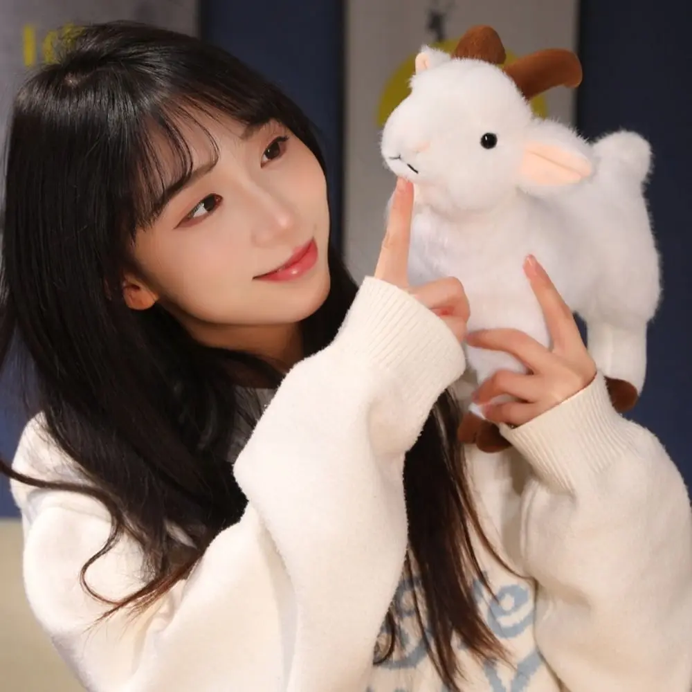 

Plushie Sheep PP Cotton Baby Goat Doll Fluffy 18/30cm Horned Sheep Toys Cute Stuffed Baby Goat Keychain Children