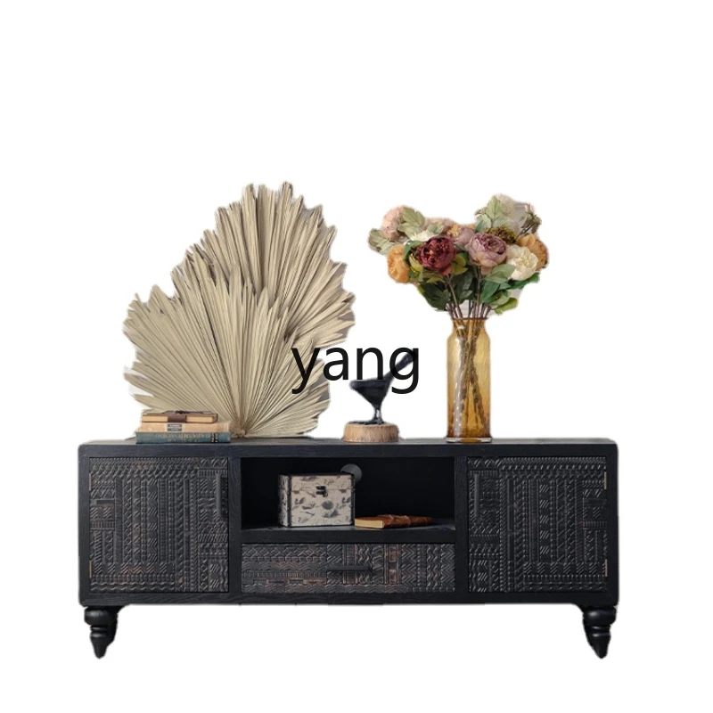 LTT Retro Distressed TV Cabinet Small Apartment Living Room Wall Relief Floor Curio Cabinet Homestay Hotel