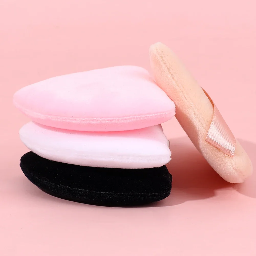 1-60pcs Triangle Velvet Powder Puff Soft Washable Sponge Black Pink Cosmetic Puffs Loose Powder Facial Beauty Makeup Accessories