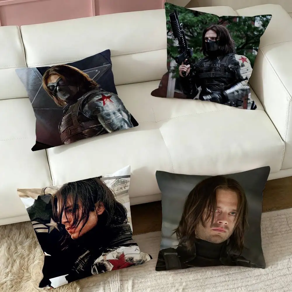 Bucky Barnes Winter Soldier   Square Double-Sided printed Pillow Case Bedroom Bedside Pillow Sofa Cushion Cover