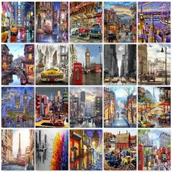 GATYZTORY Painting By Numbers New York Street Scenery Diy Oil Paints Kits With Framed For Adults Kids Surprise Birthday Gifts Ar