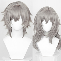 Game Honkai: Star Rail Trailblazer Caelus Stelle Cosplay Wigs with Bangs Synthetic Long Short Straight Gray Hair Wig for Party