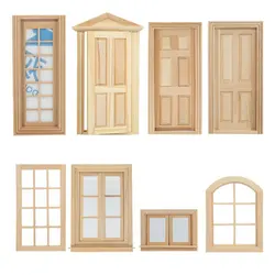 1/12 Dollhouse Miniature Door Window Frame Unpainted Doll Wood External Single Door Unpainted Diy Door