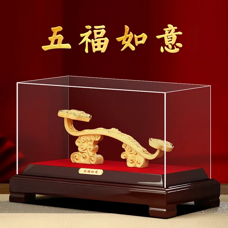 Wufu Ruyi ornament living room TV cabinet wine cabinet jade Ruyi high-end decoration housewarming gift