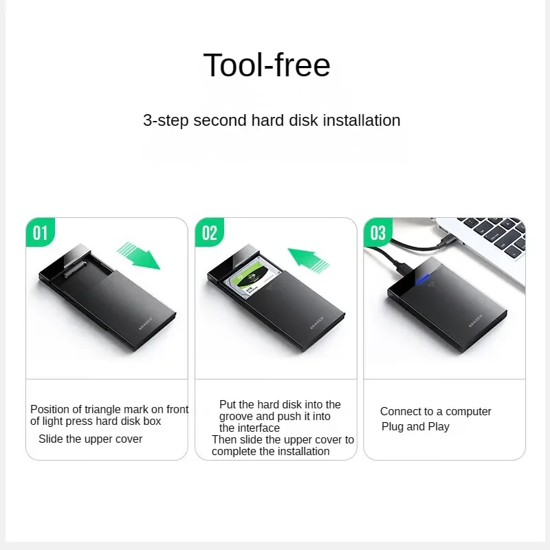 Lenovo Power-funda de disco duro móvil USB 3,0, puerto Serial SATA de 2,5 pulgadas, carcasa externa y de escritorio para ordenador portátil, caja de disco duro