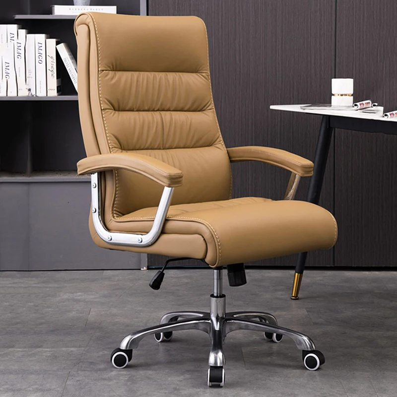 

Leather Lumbar Support Office Chair Back Cushion Handle Lounge Swivel Chair Mobile Free Shipping Silla Plegable Home Furniture