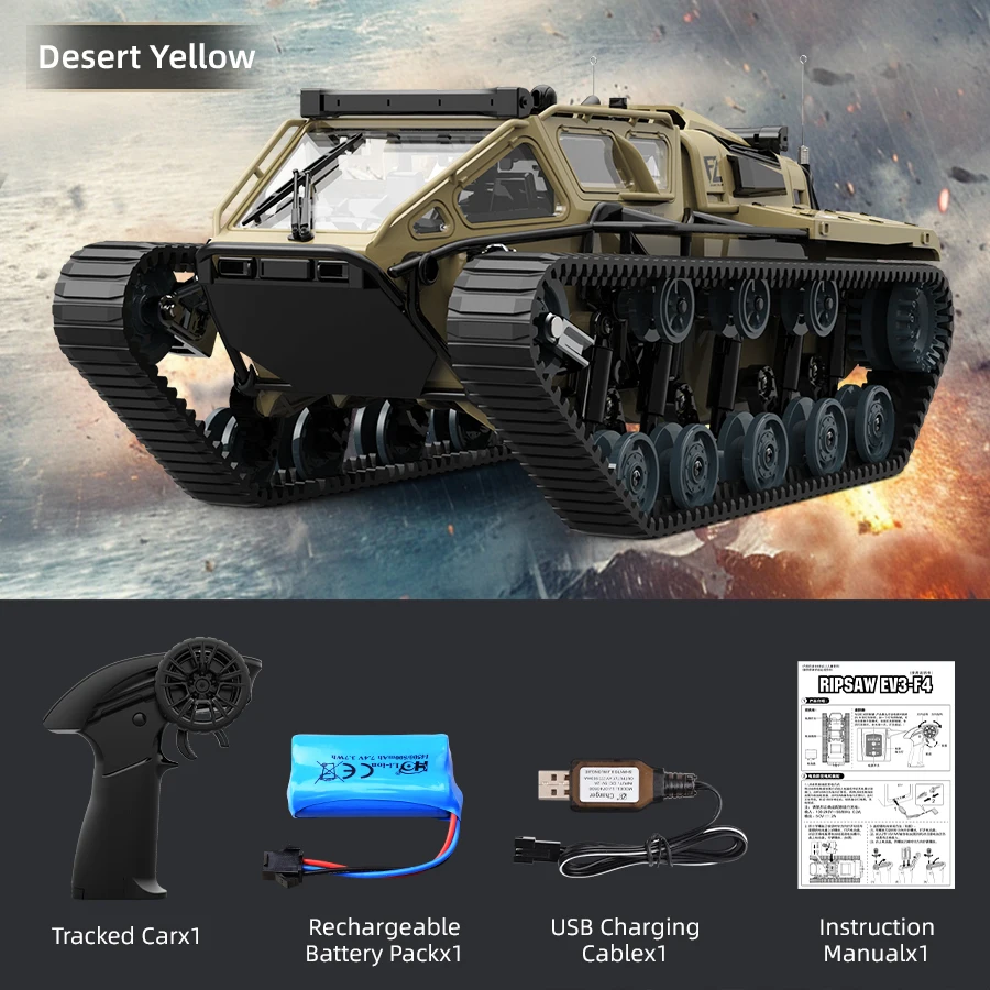 C8812 2.4G RC Tank Full Scale Tracked 360° Rotation Drift LED Light High Speed Off-Road Toy for Kids Gift